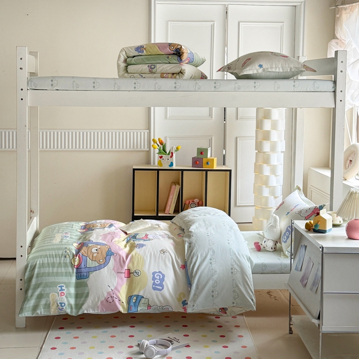 91家纺网 家纺一手货源 找家纺 简冠家纺 2025新款全棉学生宿舍三四件套床笠款 快乐动物城