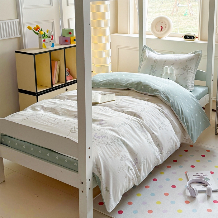 91家纺网 家纺一手货源 找家纺 简冠家纺 2025新款全棉学生宿舍三四件套床笠款 田园诗篇 米