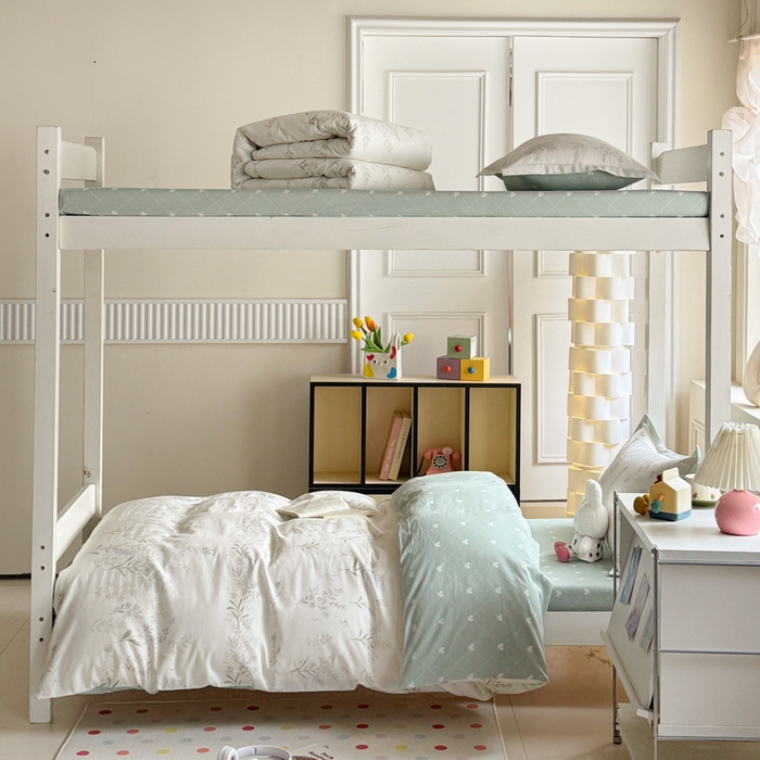 91家纺网 家纺一手货源 找家纺 简冠家纺 2025新款全棉学生宿舍三四件套床笠款 田园诗篇 米