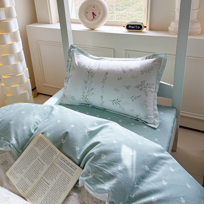 91家纺网 家纺一手货源 找家纺 简冠家纺 2025新款全棉学生宿舍三四件套床笠款 田园诗篇 米