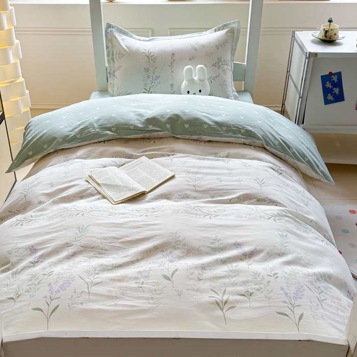 91家纺网 家纺一手货源 找家纺 简冠家纺 2025新款全棉学生宿舍三四件套床笠款 田园诗篇 米