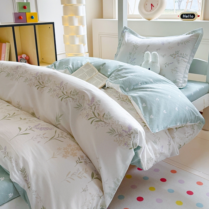 91家纺网 家纺一手货源 找家纺 简冠家纺 2025新款全棉学生宿舍三四件套床笠款 田园诗篇 米