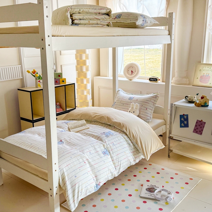 91家纺网 家纺一手货源 找家纺 简冠家纺 2025新款全棉学生宿舍三四件套床笠款 小飞象