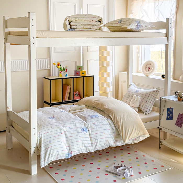 91家纺网 家纺一手货源 找家纺 简冠家纺 2025新款全棉学生宿舍三四件套床笠款 小飞象