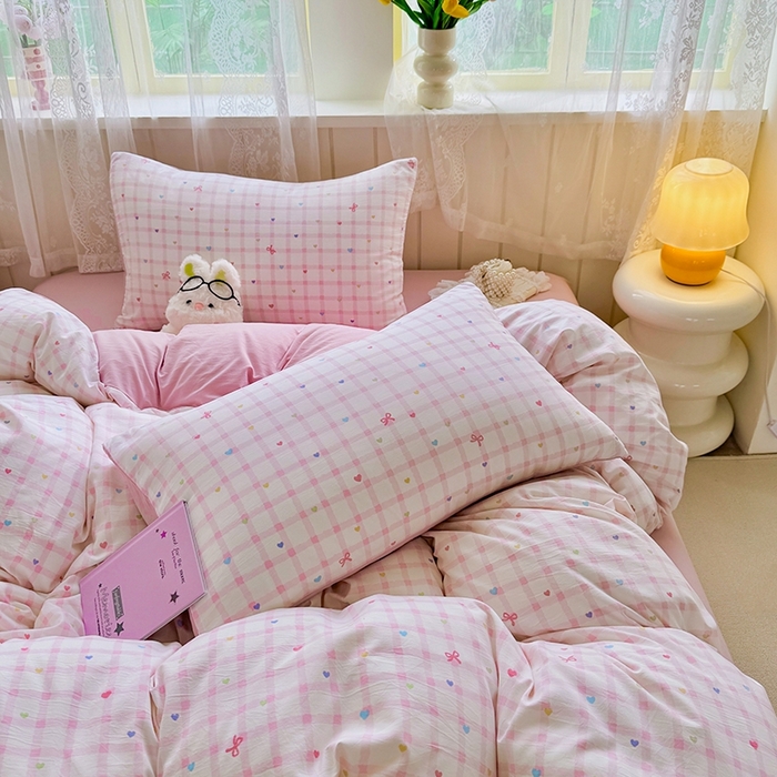 91家纺网 家纺一手货源 找家纺 简冠家纺 2026新款仿棉水洗棉四件套 爱彩