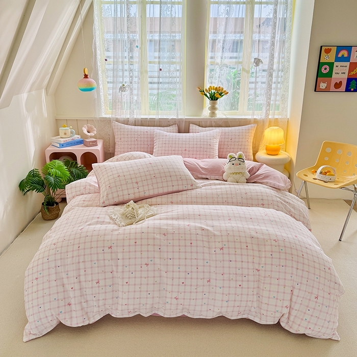 简冠家纺 2026新款仿棉水洗棉四件套 爱彩