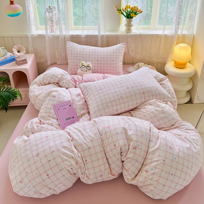 91家纺网 家纺一手货源 找家纺 简冠家纺 2026新款仿棉水洗棉四件套 爱彩