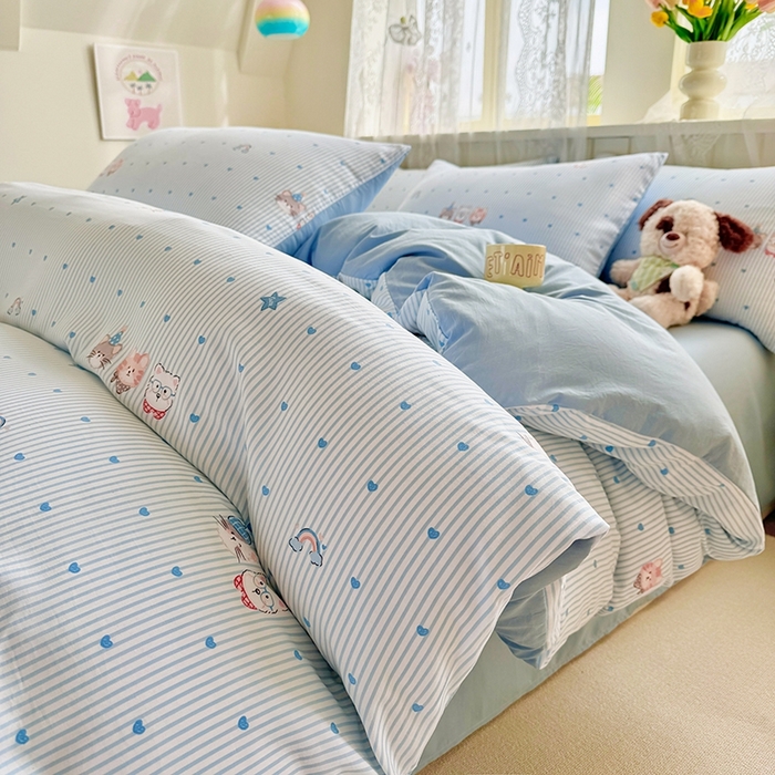 91家纺网 家纺一手货源 找家纺 简冠家纺 2026新款仿棉水洗棉四件套 宝贝乐园