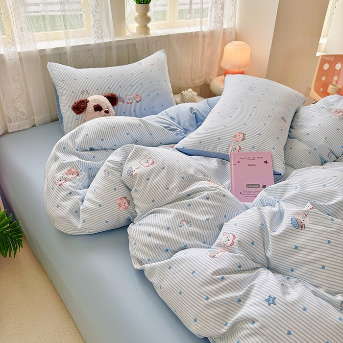 91家纺网 家纺一手货源 找家纺 简冠家纺 2026新款仿棉水洗棉四件套 宝贝乐园