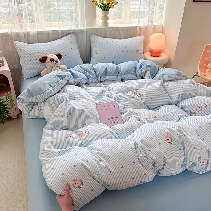 91家纺网 家纺一手货源 找家纺 简冠家纺 2026新款仿棉水洗棉四件套 宝贝乐园