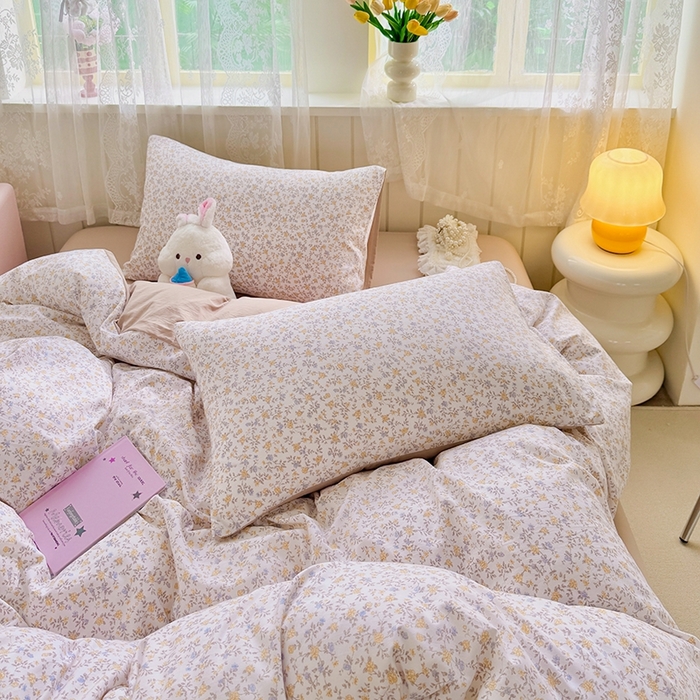 91家纺网 家纺一手货源 找家纺 简冠家纺 2026新款仿棉水洗棉四件套 花语梦