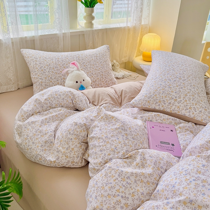 91家纺网 家纺一手货源 找家纺 简冠家纺 2026新款仿棉水洗棉四件套 花语梦