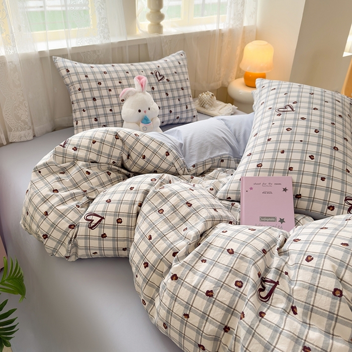 91家纺网 家纺一手货源 找家纺 简冠家纺 2026新款仿棉水洗棉四件套 冷漫灰