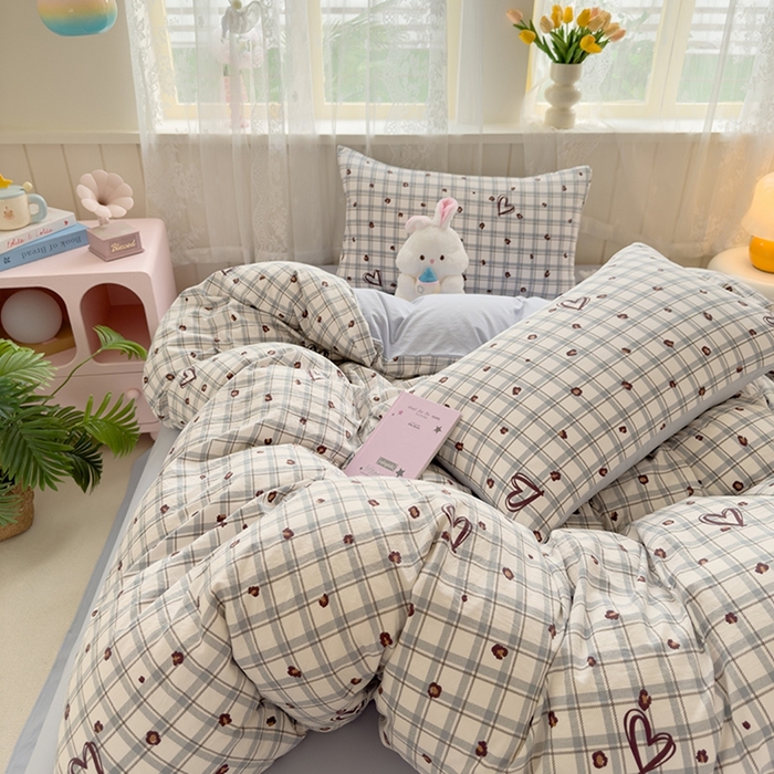 91家纺网 家纺一手货源 找家纺 简冠家纺 2026新款仿棉水洗棉四件套 冷漫灰