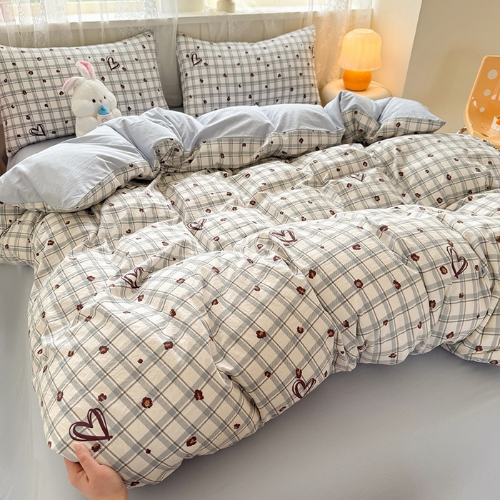 91家纺网 家纺一手货源 找家纺 简冠家纺 2026新款仿棉水洗棉四件套 冷漫灰