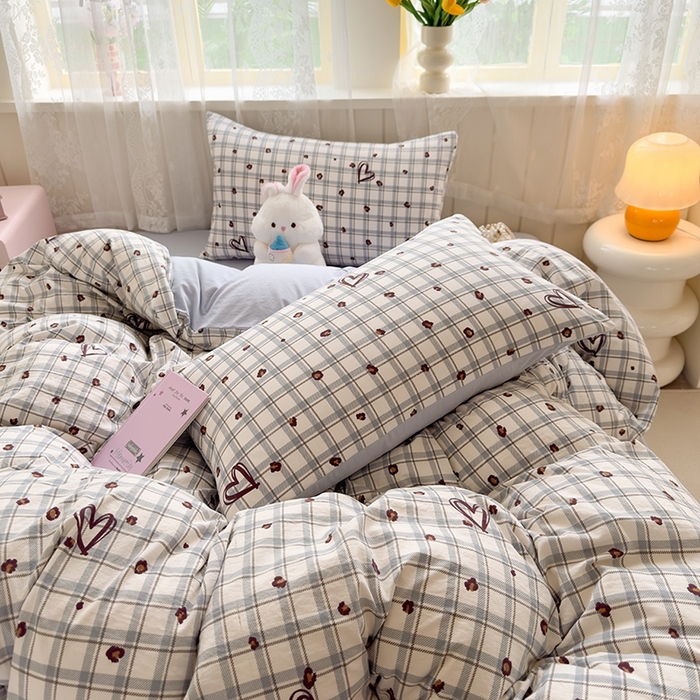 91家纺网 家纺一手货源 找家纺 简冠家纺 2026新款仿棉水洗棉四件套 冷漫灰