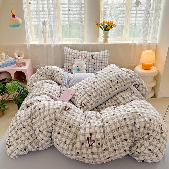 91家纺网 家纺一手货源 找家纺 简冠家纺 2026新款仿棉水洗棉四件套 冷漫灰