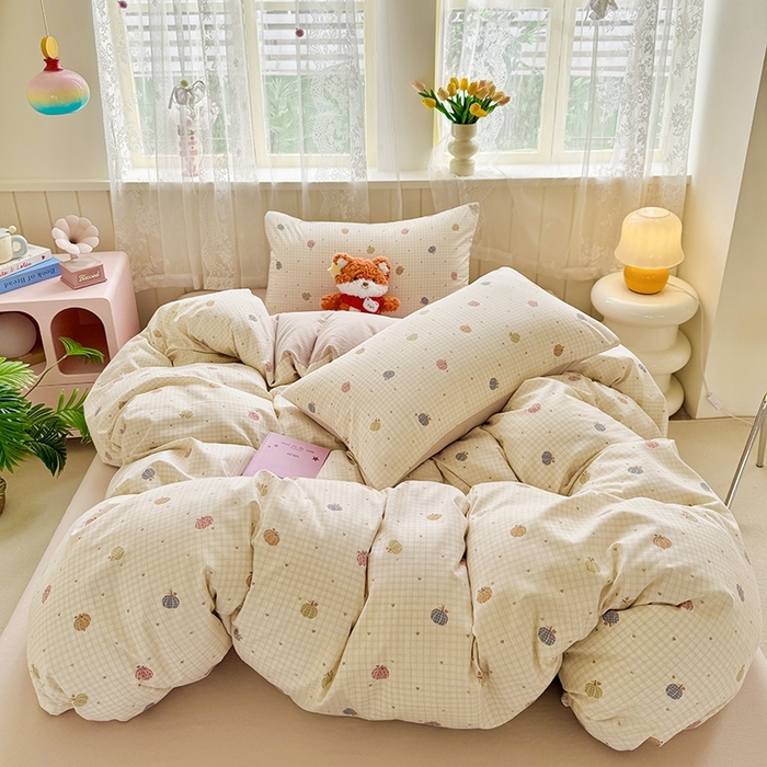 91家纺网 家纺一手货源 找家纺 简冠家纺 2026新款仿棉水洗棉四件套 迷彩南瓜