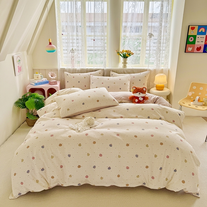 简冠家纺 2026新款仿棉水洗棉四件套 迷彩南瓜