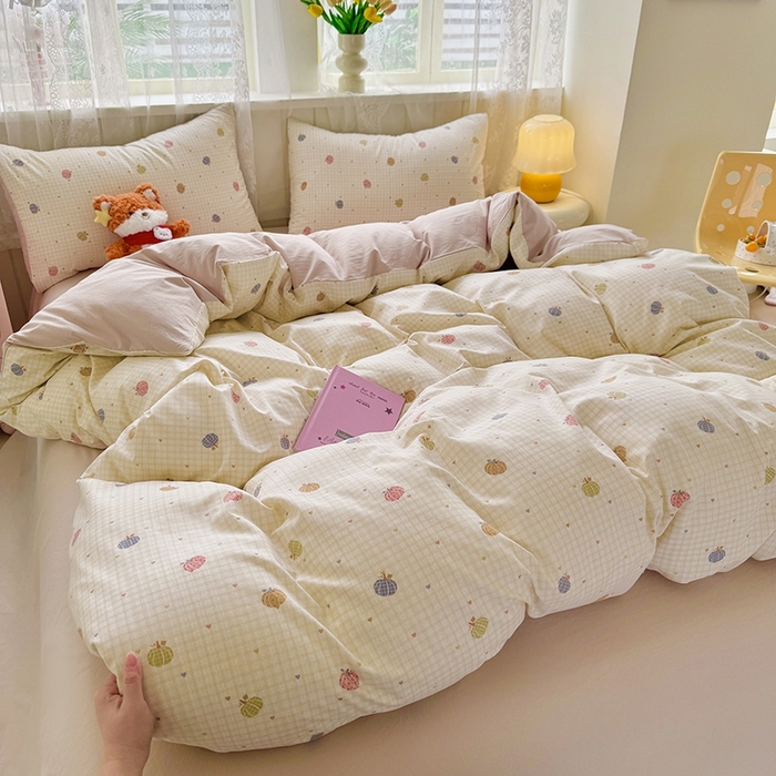 91家纺网 家纺一手货源 找家纺 简冠家纺 2026新款仿棉水洗棉四件套 迷彩南瓜