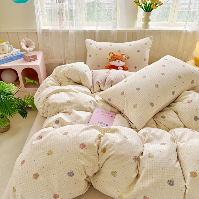 91家纺网 家纺一手货源 找家纺 简冠家纺 2026新款仿棉水洗棉四件套 迷彩南瓜