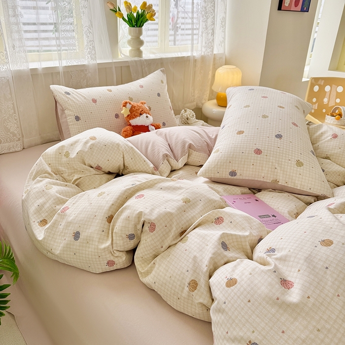 91家纺网 家纺一手货源 找家纺 简冠家纺 2026新款仿棉水洗棉四件套 迷彩南瓜