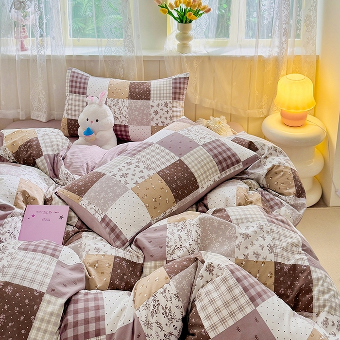 91家纺网 家纺一手货源 找家纺 简冠家纺 2026新款仿棉水洗棉四件套 墨语云间