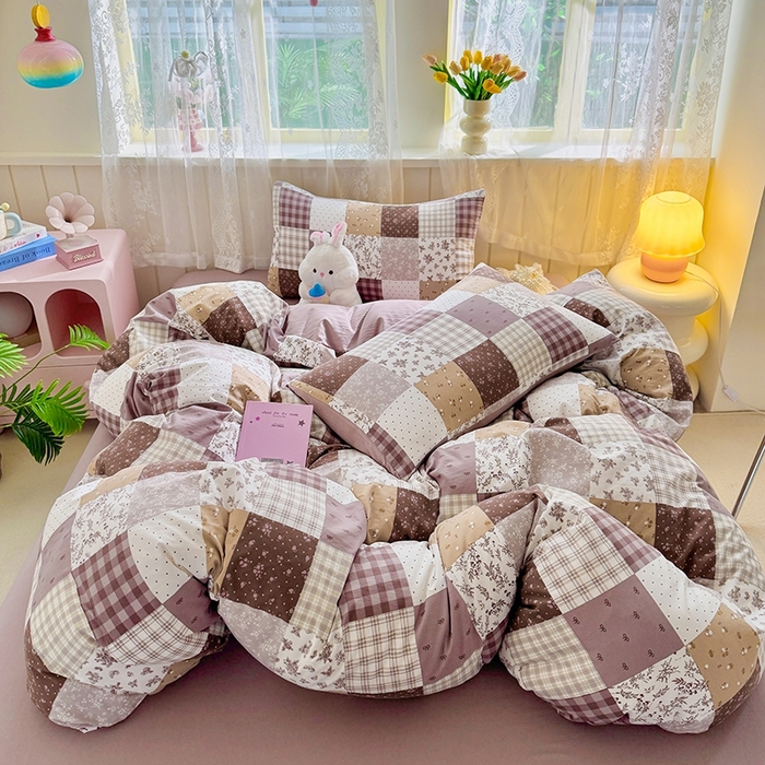 91家纺网 家纺一手货源 找家纺 简冠家纺 2026新款仿棉水洗棉四件套 墨语云间