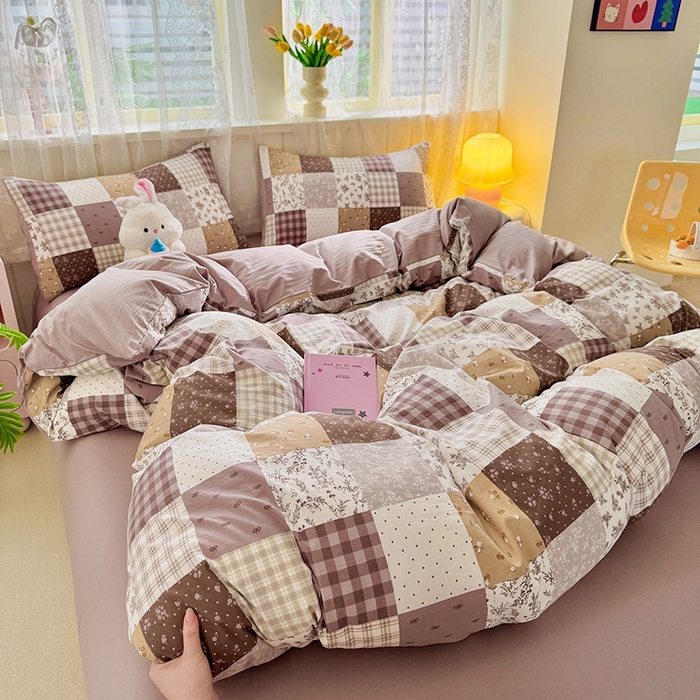 91家纺网 家纺一手货源 找家纺 简冠家纺 2026新款仿棉水洗棉四件套 墨语云间