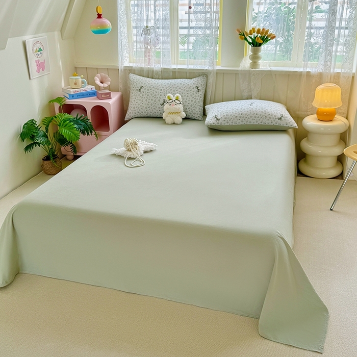 91家纺网 家纺一手货源 找家纺 简冠家纺 2026新款仿棉水洗棉四件套 山野绿