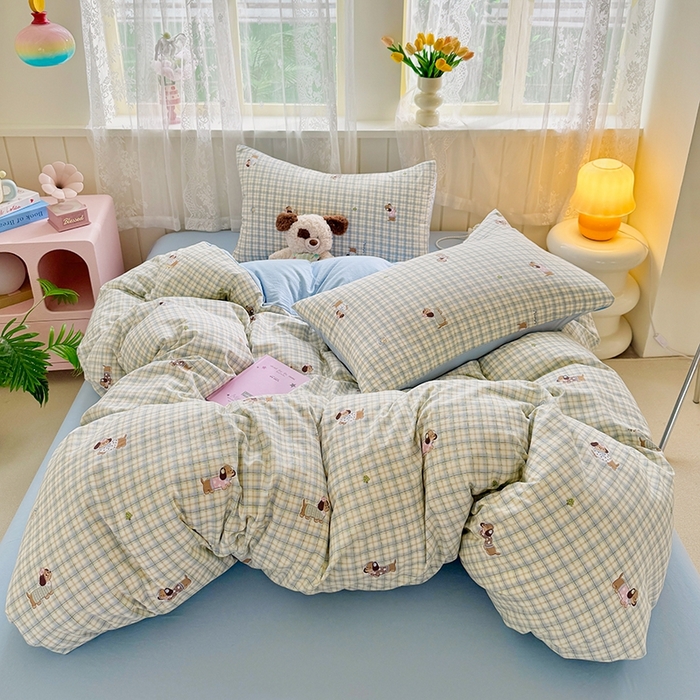 91家纺网 家纺一手货源 找家纺 简冠家纺 2026新款仿棉水洗棉四件套 旺旺家族