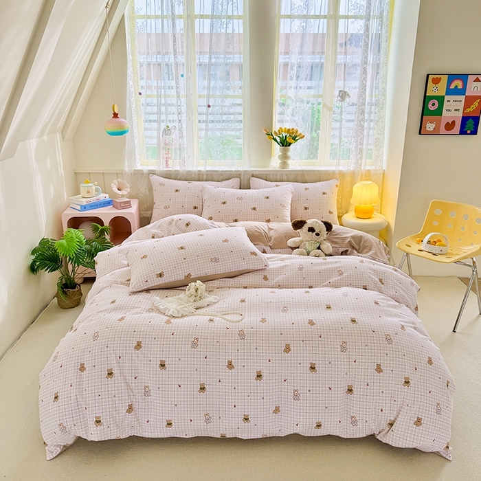 简冠家纺 2026新款仿棉水洗棉四件套 星乐宝贝