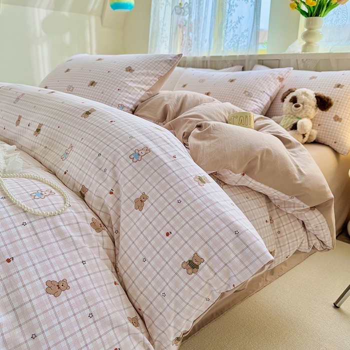 91家纺网 家纺一手货源 找家纺 简冠家纺 2026新款仿棉水洗棉四件套 星乐宝贝