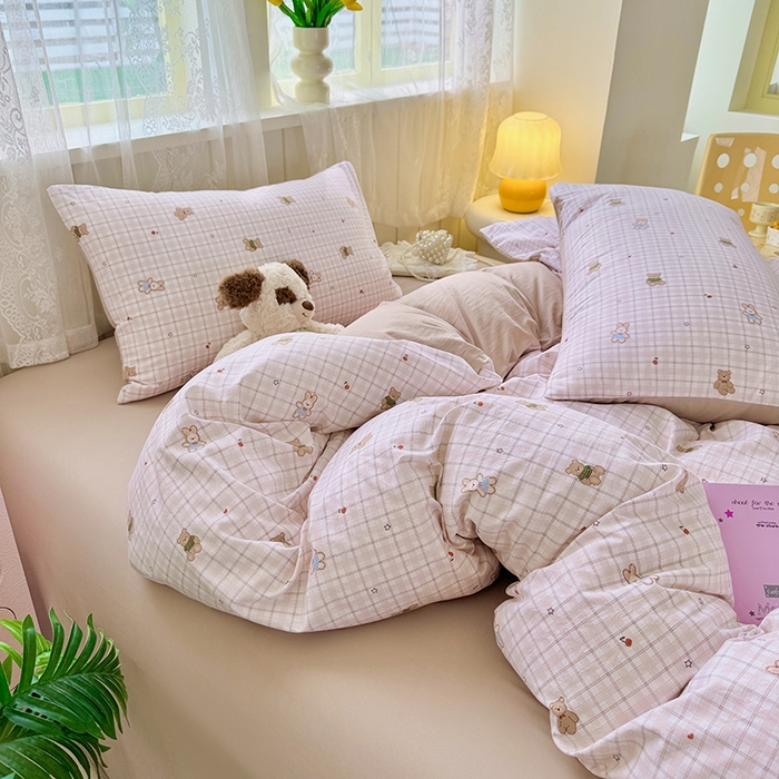 91家纺网 家纺一手货源 找家纺 简冠家纺 2026新款仿棉水洗棉四件套 星乐宝贝