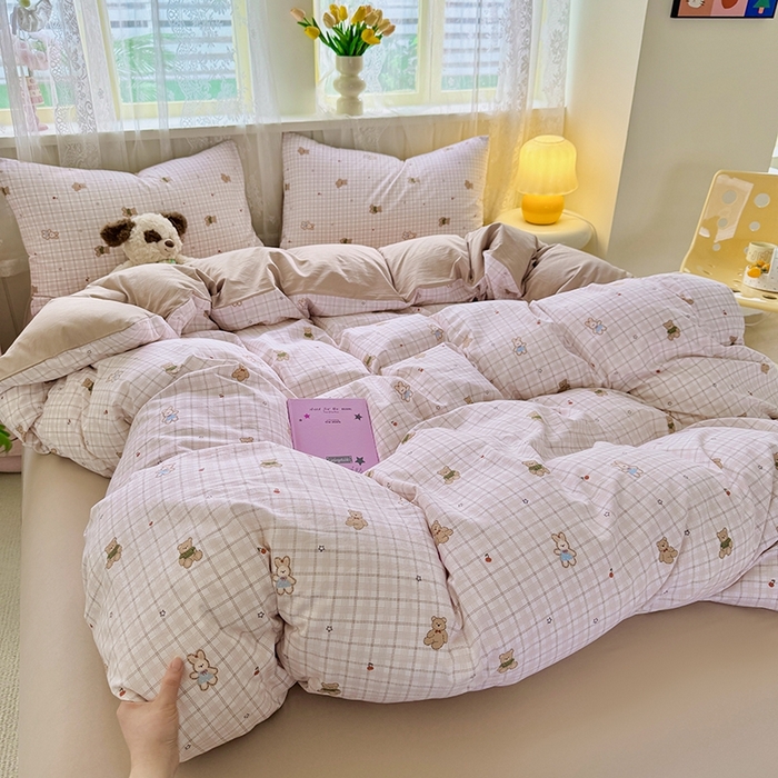 91家纺网 家纺一手货源 找家纺 简冠家纺 2026新款仿棉水洗棉四件套 星乐宝贝