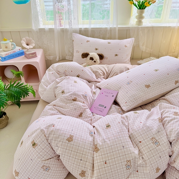 91家纺网 家纺一手货源 找家纺 简冠家纺 2026新款仿棉水洗棉四件套 星乐宝贝