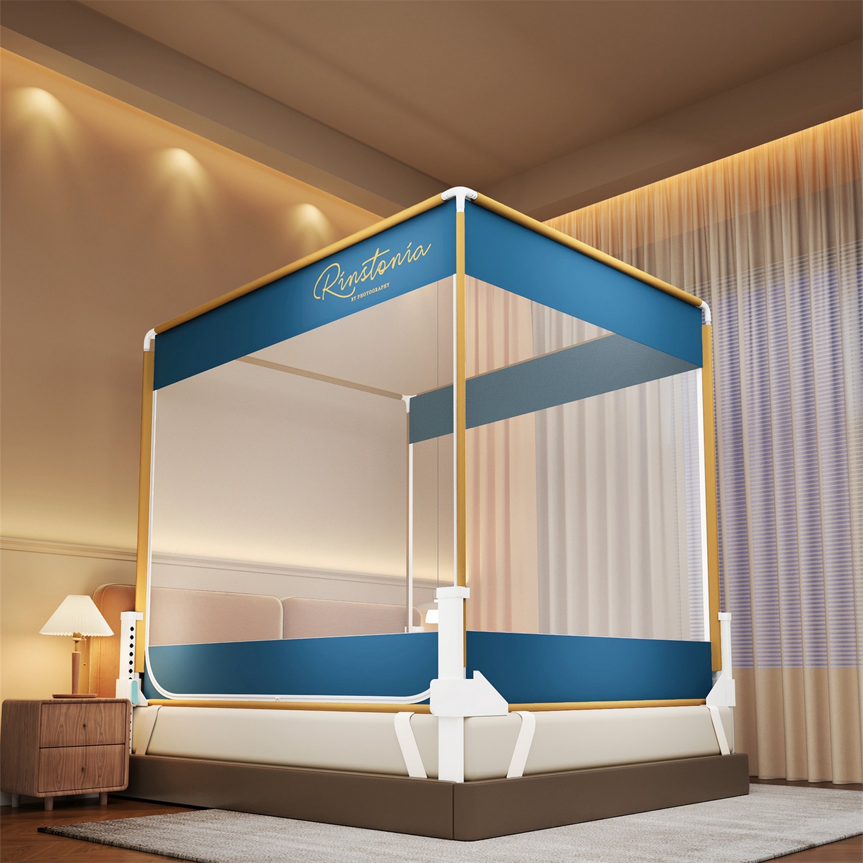 91家纺网 家纺一手货源 找家纺 （总）佳梦家纺 2026春夏新款护栏级防摔坐床蚊帐简约款系列