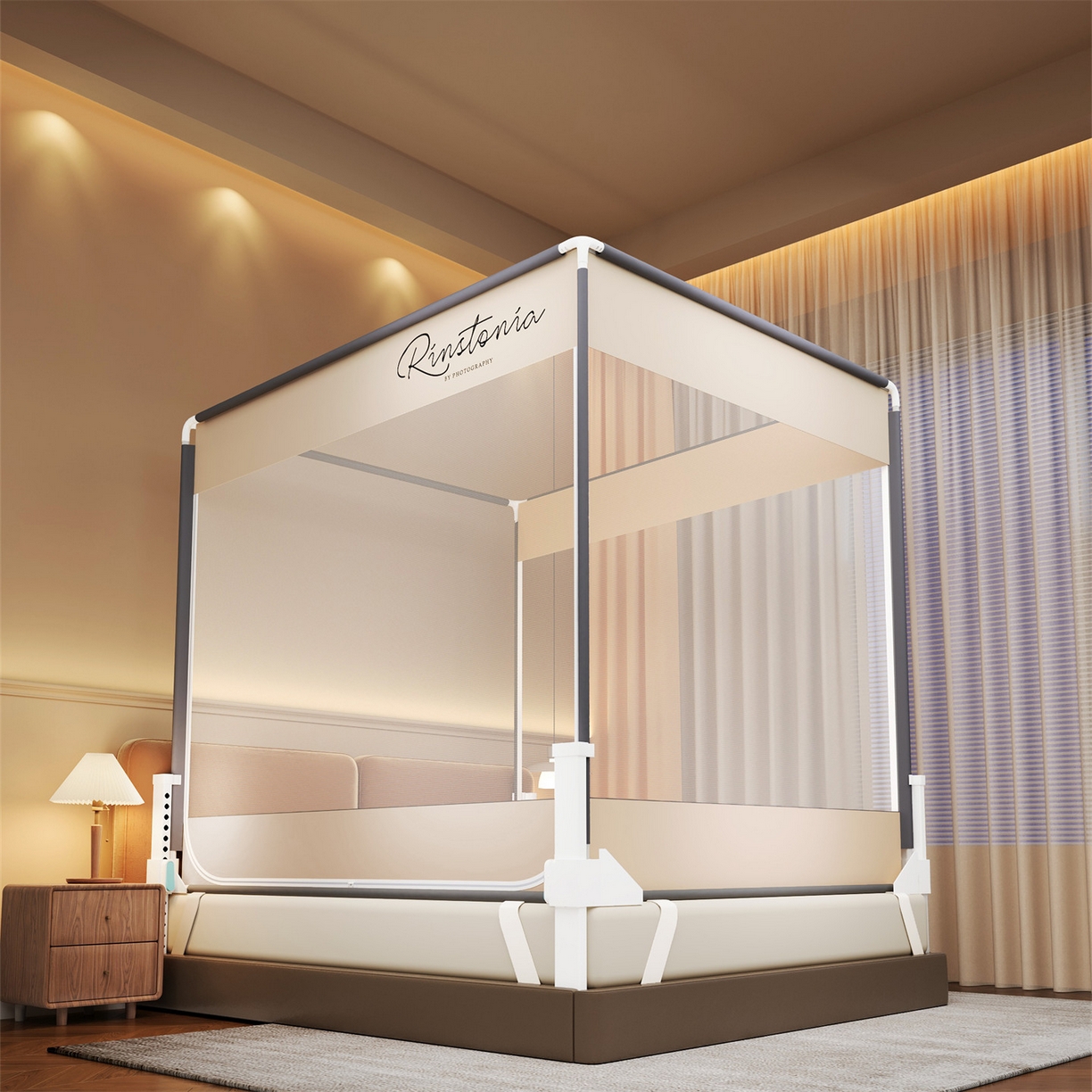 91家纺网 家纺一手货源 找家纺 （总）佳梦家纺 2026春夏新款护栏级防摔坐床蚊帐简约款系列