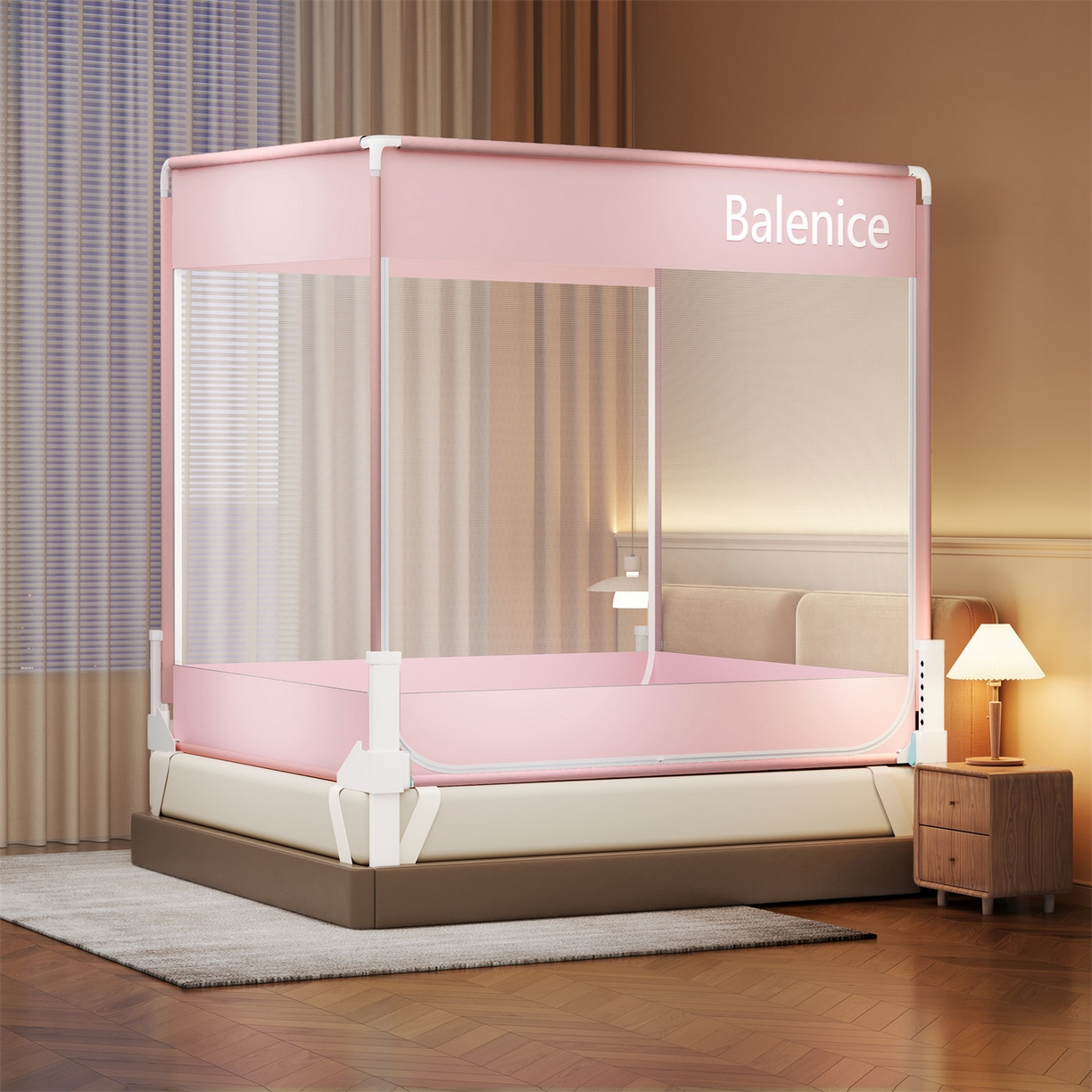 91家纺网 家纺一手货源 找家纺 （总）佳梦家纺 2026春夏新款护栏级防摔坐床蚊帐光年系列