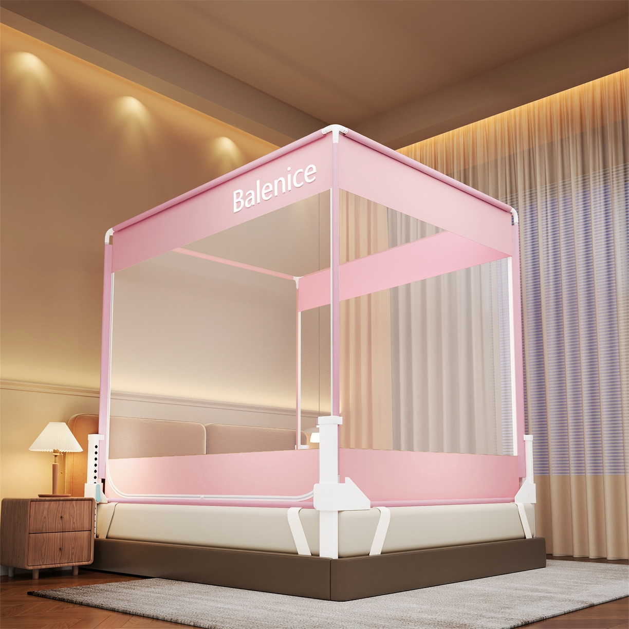 91家纺网 家纺一手货源 找家纺 （总）佳梦家纺 2026春夏新款护栏级防摔坐床蚊帐光年系列