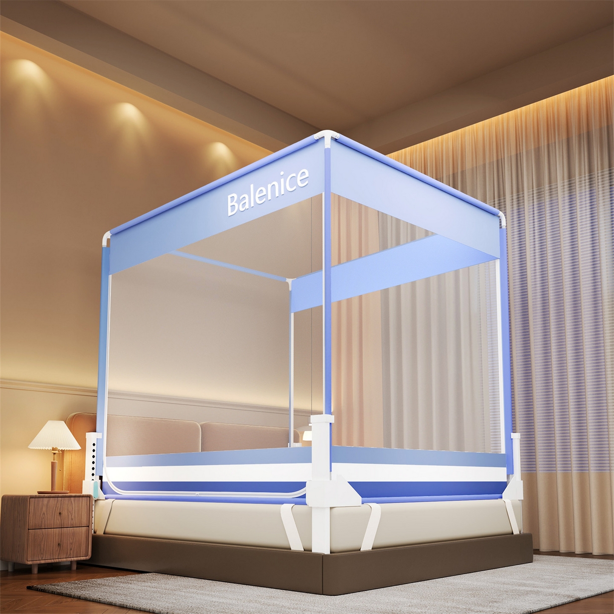 91家纺网 家纺一手货源 找家纺 （总）佳梦家纺 2026春夏新款护栏级防摔坐床蚊帐光年系列