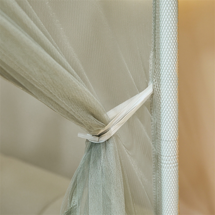 91家纺网 家纺一手货源 找家纺 佳梦家纺 2026春夏新款护栏级防摔坐床蚊帐T门系列 星河-柳绿-花边全底