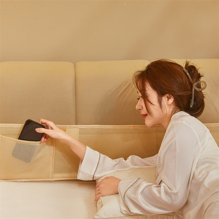 91家纺网 家纺一手货源 找家纺 佳梦家纺 2026春夏新款护栏级防摔坐床蚊帐T门系列 星河-奶油黄-花边全底