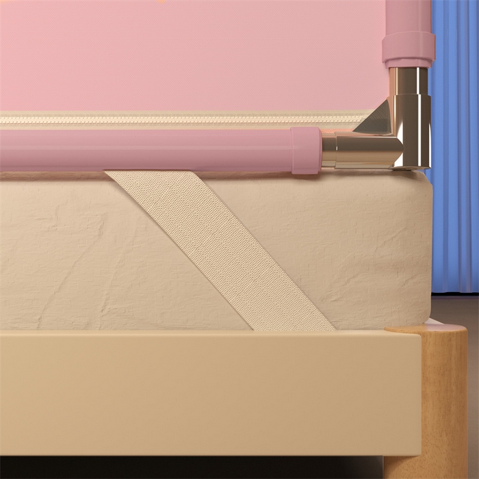 91家纺网 家纺一手货源 找家纺 佳梦家纺 2026春夏新款护栏级防摔坐床蚊帐T门系列 春风小雅-烫画全底