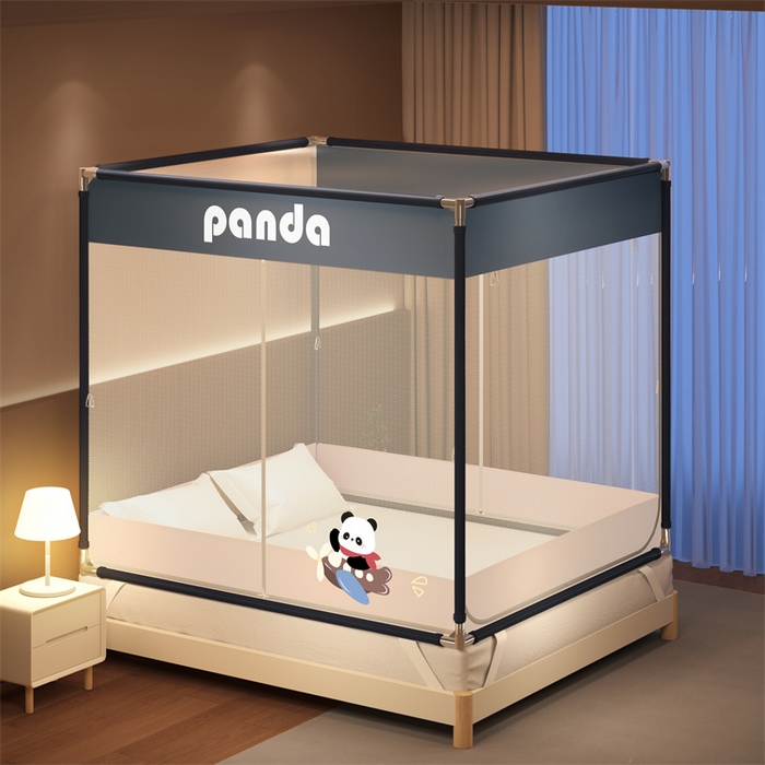 佳梦家纺 2026春夏新款护栏级防摔坐床蚊帐T门系列 飞天福宝-烫画全底