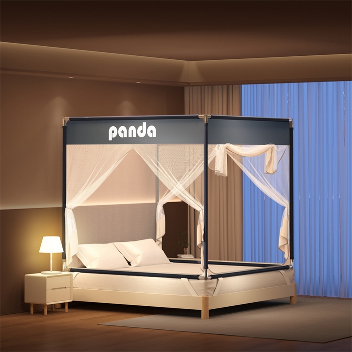 91家纺网 家纺一手货源 找家纺 佳梦家纺 2026春夏新款护栏级防摔坐床蚊帐T门系列 飞天福宝-烫画全底