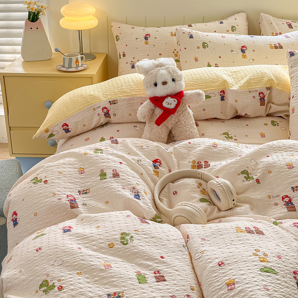 91家纺网 家纺一手货源 找家纺 （总）金梦拉家纺 2026新款A类高品质高克重超柔泡芙纱泡泡纱小清新四件套