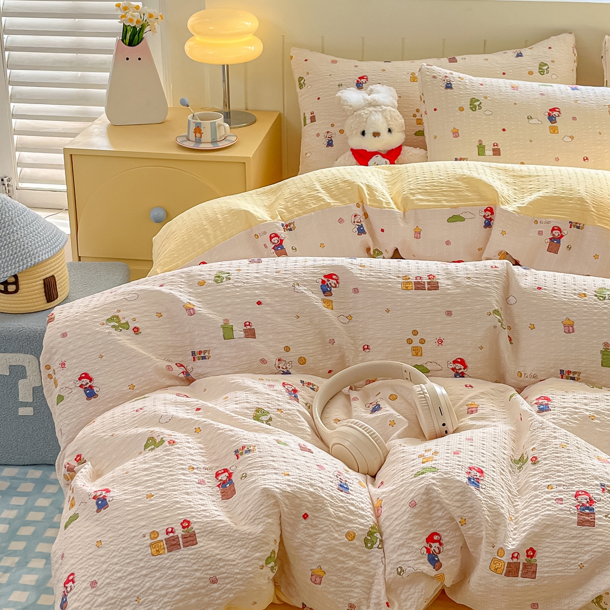 91家纺网 家纺一手货源 找家纺 （总）金梦拉家纺 2026新款A类高品质高克重超柔泡芙纱泡泡纱小清新四件套