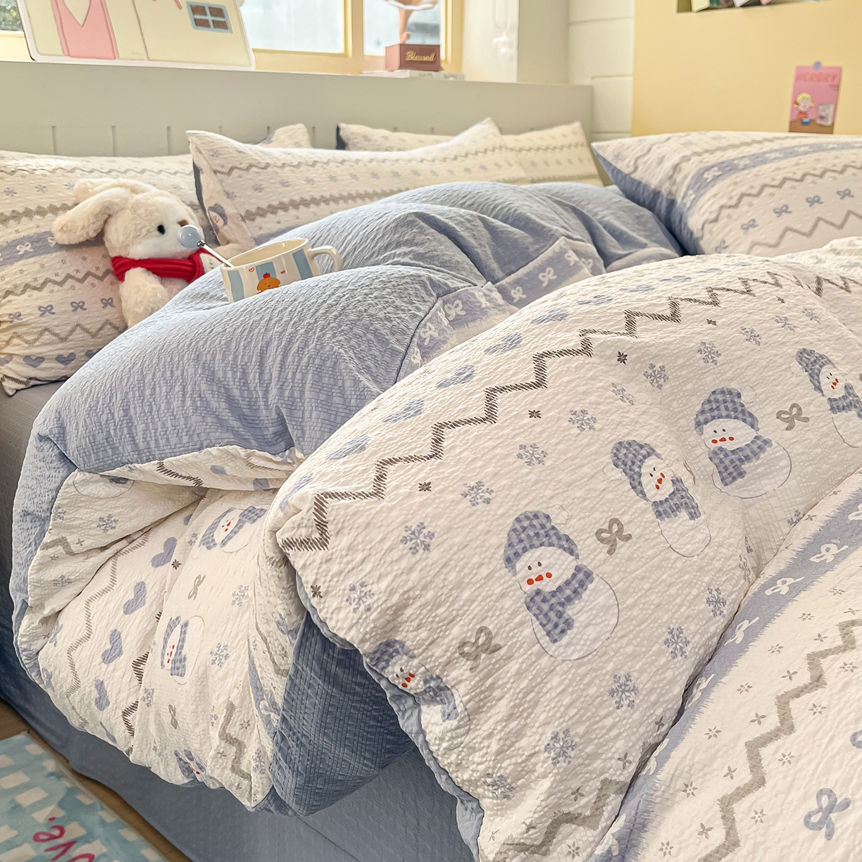 91家纺网 家纺一手货源 找家纺 （总）金梦拉家纺 2026新款A类高品质高克重超柔泡芙纱泡泡纱小清新四件套