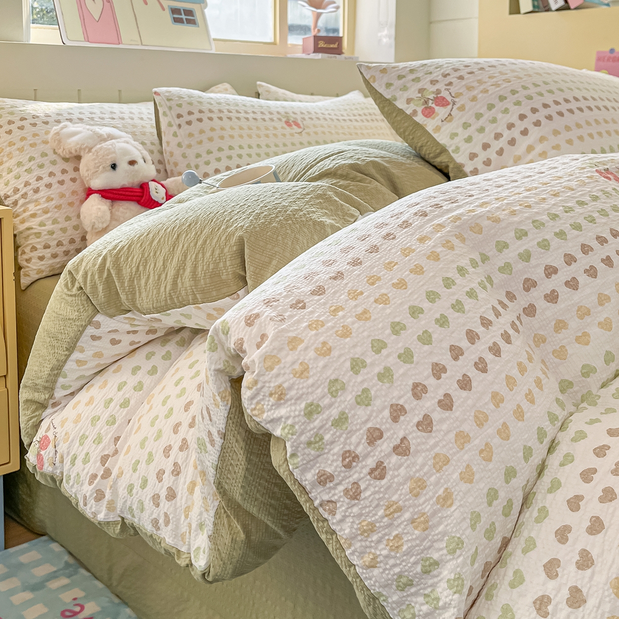 91家纺网 家纺一手货源 找家纺 （总）金梦拉家纺 2026新款A类高品质高克重超柔泡芙纱泡泡纱小清新四件套